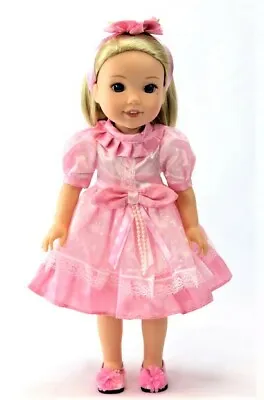 Dress Pink Bow For 13.5 In Paola Reina Amigas Wellie Wishers Doll Clothes • $14.99