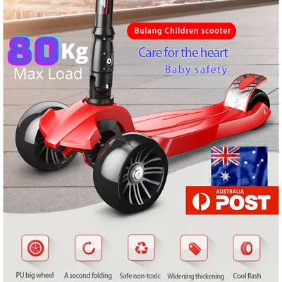 NEW Kids 3 Flashing Wheels Kick Push Scooter Kickboard Adjustable Brake Child • $95.88