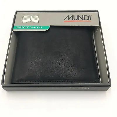 $12.95 • Buy Mens Black Leather Mundi Wallet Hipfold Bifold Wallet Brand New With Box 