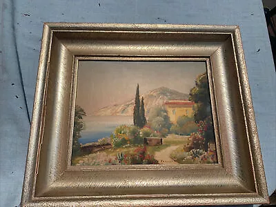 Antique Italian Oil Painting By Carlini Framed 14x12” B. 1900 Mediterranean • $149.99