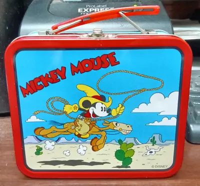 Mickey Mouse Disney Tin Lunch Box Cowboy 5 1/2  X 4 3/4  X 2   New • $19.99