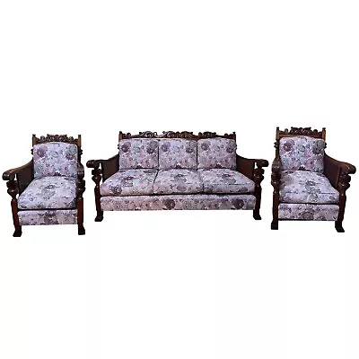 Antique English 1920s Cane Bergere Three Piece Lounge Suite • $12500