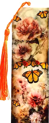 Vintage Look Butterflies / Flowers/ Unique Exquisite Laminated Bookmark • $1.98