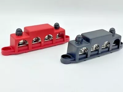$33.99 • Buy 4 Way Terminal Junction Block Busbar 5/16  250 Amp 12v With Covers - Black & Red