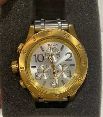 Nixon The 38-20 Chrono Refined Analog Stainless Steel Silver Gold Watch • $60