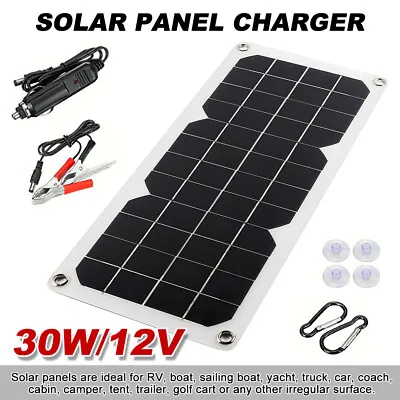 £18.89 • Buy 30W Solar Panel Kit 12V Emergency Battery Charger For Car Van Caravan Boat UK