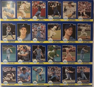 Dale Murphy 1986 STAR Co. Company Baseball Uncut Panel 24 Trading Card Sheet Set • $44.95