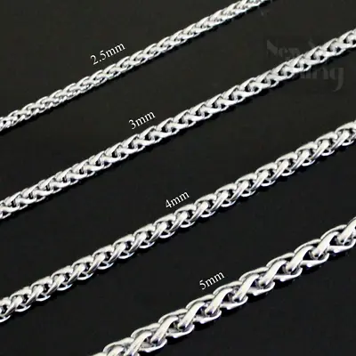 Stainless Steel Keel Wheat Braided Chain Bracelet Necklace Men Women 16 -26  • $6.65