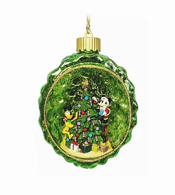 Disney Parks Mickey Pluto Glass Pine Cone Christmas Tree Light Up Ornament NEW • $39.95