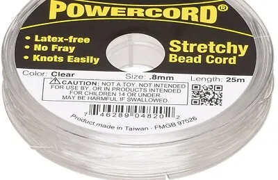 Cord PowerCord 25 Meter Spool Clear No Fray Elastic With 0.8mm 8.5LB Test • $12.96