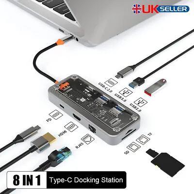 8 In 1 Multiport USB-C Type C Hub To USB 3.0 4K HDMI Adapter For Macbook Pro/Air • £19.80