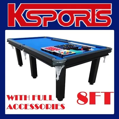 Pool Table Pub Size 8ft Snooker Billiard Table 25mm Table Top With 6 Legs & Leat • $699