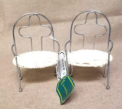 2 Metal & Wicker Round Miniature Chair Display Dollhouse Cornerstone Creations  • $10