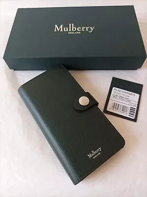 Mulberry IPhone X Green Leather Phone Folio Case Card Slots In Gift Box BNIB NEW • £99