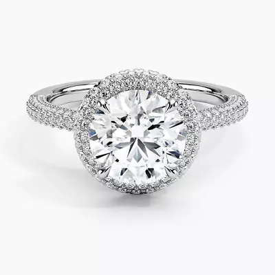 IGI Certified 2.35 TCW Round Lab Grown Diamond 14K Gold Micro Pave Wedding Ring • $2249