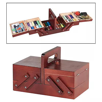 Wooden Sewing Box Scissors Sew Basket Organizer Household For Beginners • $66.66