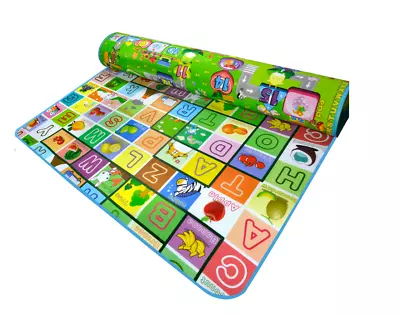 2 SIDED PLAY MAT KIDS CRAWLING EDUCATIONAL GAME FOAM PICNIC BABY CARPET 200x180 • £13.95