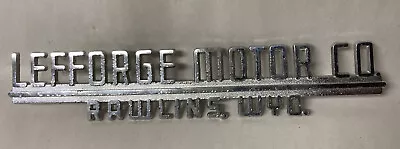 Vtg Metal Car Dealer Advertising Emblem Leeforge Motor Co. Rawlins Wyoming 6.5” • $25