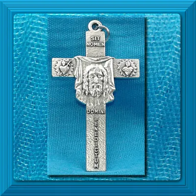 HOLY Face Of JESUS Christ Cross Pendant Reparation Cross Veronica's Veil XL SALE • $7.95