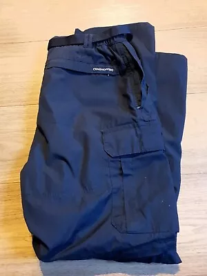 Craghoppers Cargo Trousers Mens Small 32x29 Navy KIWI Outdoor Pants Logo Belt • £18