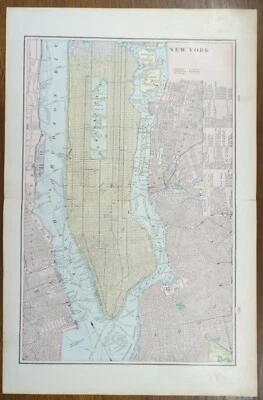 £32.77 • Buy Vintage 1901 NEW YORK CITY Map 14 X22  ~ Old Antique Original MANHATTAN TRIBECA 
