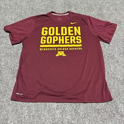 Minnesota Gophers Shirt Men's 2XL XXL Maroon Nike Polyester Short Sleeve Dri-Fit • $18.88