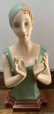 Vintage Mannequin 28” Art Deco Pelletier’s Dept Store Wood Base Display Plaster • $1250