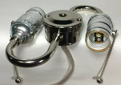 $43.48 • Buy New Wired S-Type 2-Light Lamp Cluster W/ Pull Chain Sockets, Nickel Finish #412N