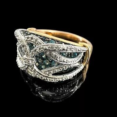 Victoria Wieck Blue & White Topaz Gold Over Sterling Silver Crisscross Ring Sz 7 • $49.95
