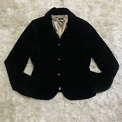 J.Crew Blazer Woman Size 10 Brown Velvet Solid Schoolboy Button Collared Lined • $49.99