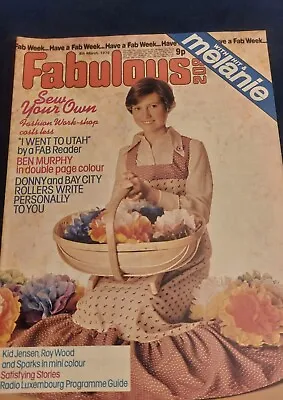 Vintage FABULOUS 208 Magazine 8 MARCH 1975 Osmonds Bay City Roll Ben Murphy 129 • £12.50