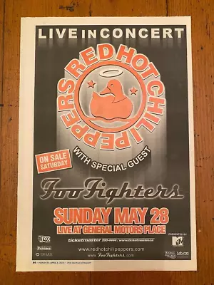 Red Hot Chili Peppers/FOO FIGHTERS Vancouver Concert Poster (2000) Dave Grohl • $19.99