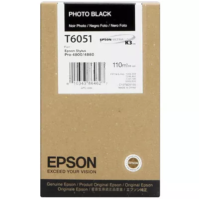 Genuine Epson T6051 Photo Black Ink Cartridge For Stylus Pro 4800 4880 • $16.99