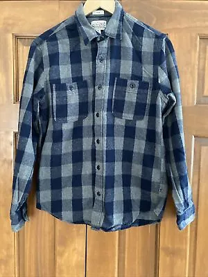 J Crew Mens Button Up Shirt Blue Gray Check Medium Long Sleeve Flannel • $12