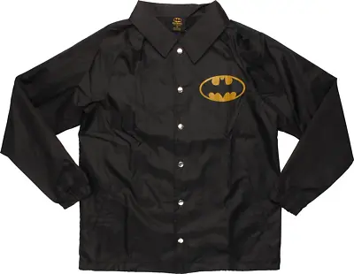 Batman DC Comics Logo Coach Snap Jacket Men’s Black Long Sleeve Size XXL NWT • $39.99