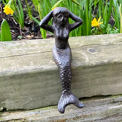 £8.99 • Buy Vintage Cast Iron Sitting Mermaid Garden Decorative Figure Ornament Sculpture 