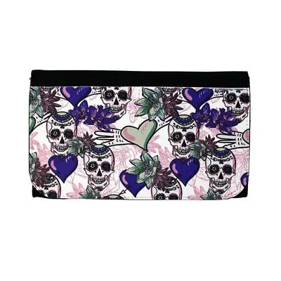 $29 • Buy Women's Wallet Nylon Bifold Clutch Colorful Day Of The Dead Skull Pocketbook