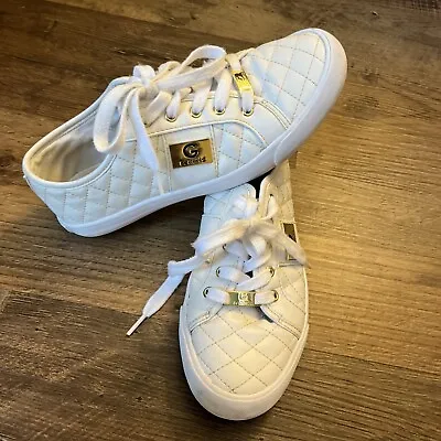 G By GUESS GG Backer 2 White LL Quilted Sneakers Shoes Trainers Womens 8.5 M • $17.90