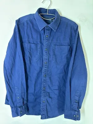 Calvin Klein Jeans Jacket Dress Shirt Mens M Blue Snap Button Blazer Denim • $17.99