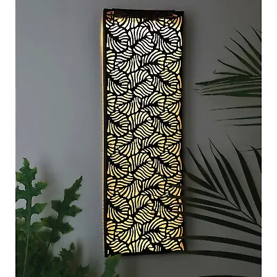 Solar Tropic Leaf Metal Wall Panel LED Garden Wall Art Patio Weatherproof Décor • £21.95