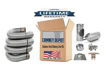 6 Inch Diameter Smoothwall Stainless Steel Chimney Liner Kits • $495.95