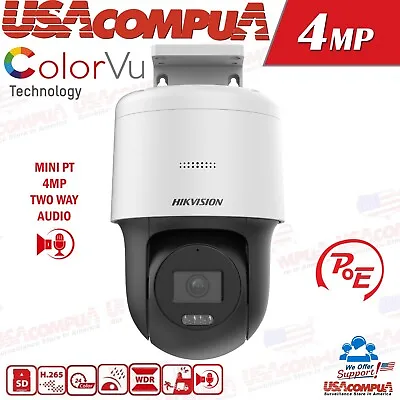 Hikvision 4MP ColorVu Mini PTZ Dome Speed IP Camera 2-Way Audio DS-2DE2C400SCG-E • $138.99