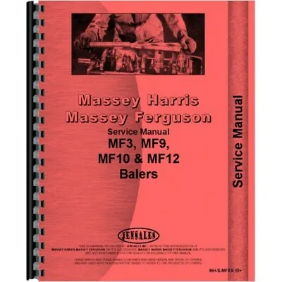 Massey Ferguson 10 12 3 9 Baler Service Manual (MH-S-MF3910+) • $25.99