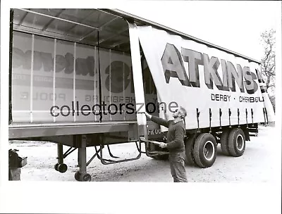 1980's Lorry Trailer Curtain Sider Atkinsons Transport Press Photo 8.5x6.5 In • £12.84