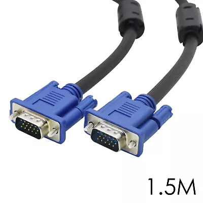 £2.70 • Buy 1.5 Meter VGA / SVGA 15 Pin Computer Monitor LCD Extension Cable Male To Male UK
