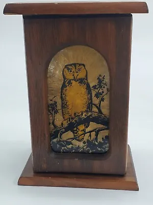 VTG Wooden Wood Owl Bird Lantern Candle Holder Decorative Retro 9x6x5  Gift • $19.99