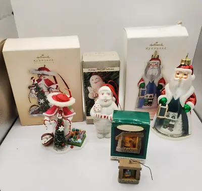 4 Hallmark Keepsake Christmas Ornaments Santa Snow Lady Miniature Nativity Lot • $19.95