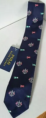 Polo Ralph Lauren Mens Tie Blue British Union Jack Cruise Club 100% Silk BNWT • £89.99