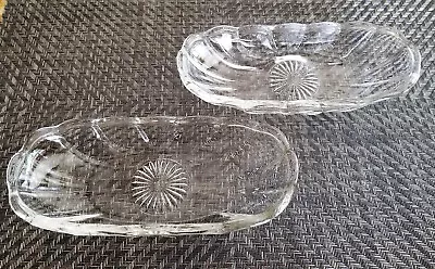 PAIR Vintage Anchor Hocking BANANA SPLIT BOAT DISH Soda Fountain Ice Cream Set 2 • $9.75