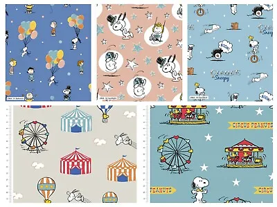 Fabric Peanuts Snoopy 100% Cotton 112cm Wide Circus 2964 5 Designs • £10.36